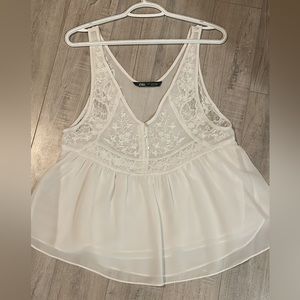 Small Zara white lace tank top
